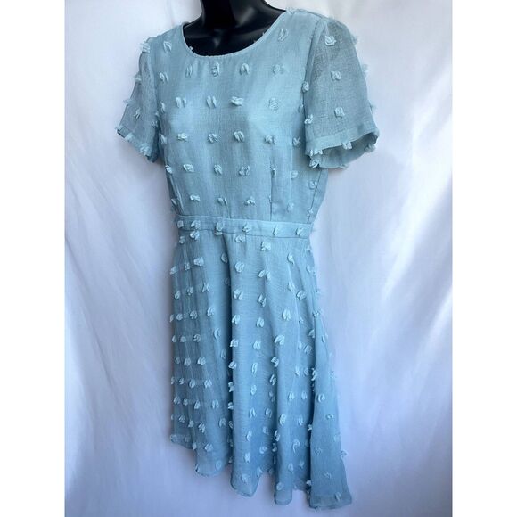 Anthropologie Sunday in Brooklyn Glenda Textured Dress Baby Blue Size M Flare - Picture 4 of 12